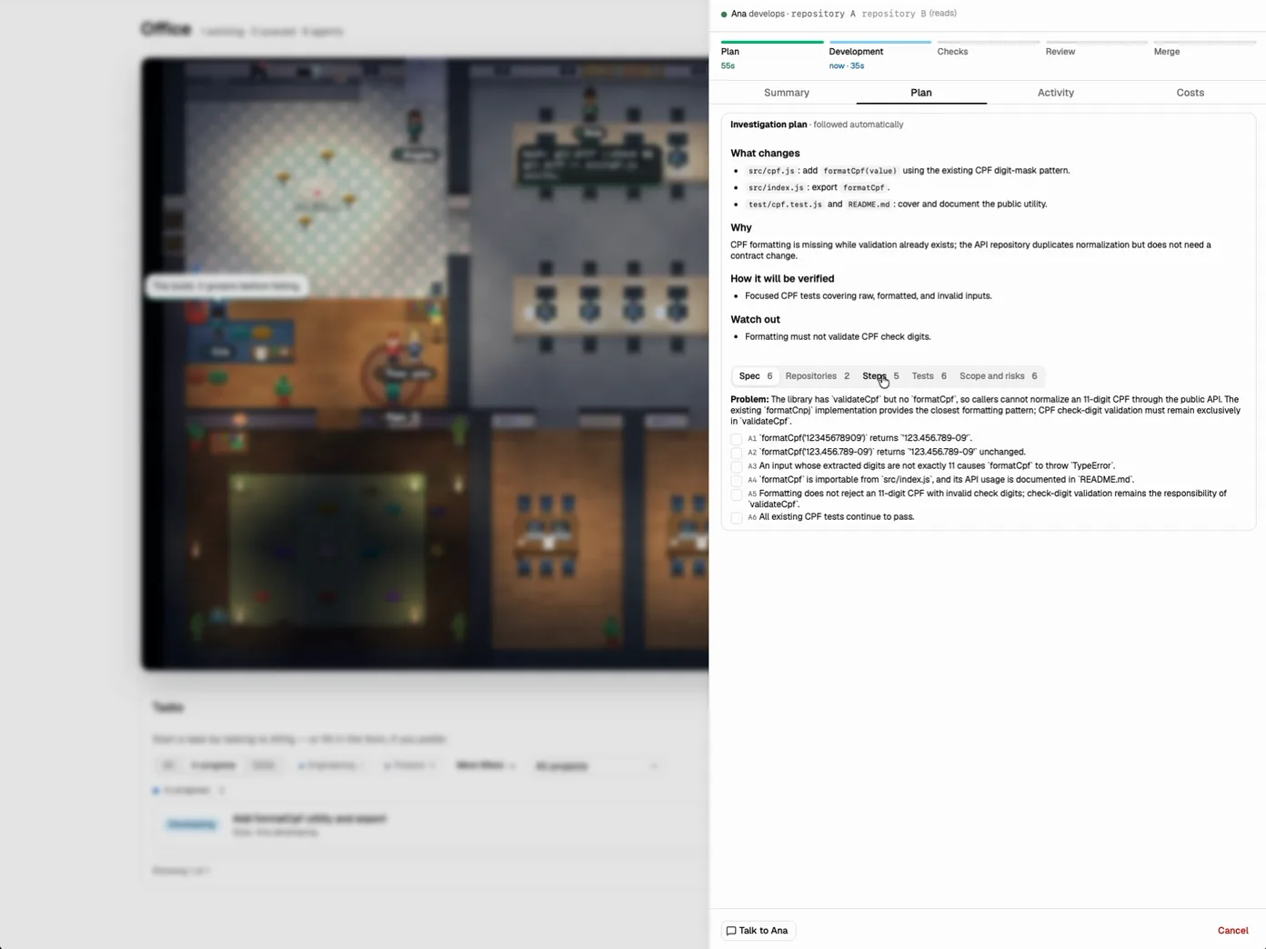 A spec with acceptance criteria